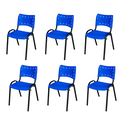Ver imagem 2 de Kit 6 Cadeiras Iso Fixa Empilhável Escola Igreja Salão:azul