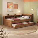 Ver imagem 1 de Cama Solteiro com Nicho e Cama Auxiliar Aria Marrom/Nogal