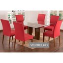 Ver imagem 1 de Capa para Cadeira Lisa Kit 4 Lugares Malha - Vermelho
