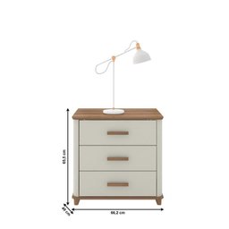 Mesa de Cabeceira Mat com Tampo e Curvas Laqueadas 3 Gavetas com Corrediças Telescópicas Cor Off Whi - 2