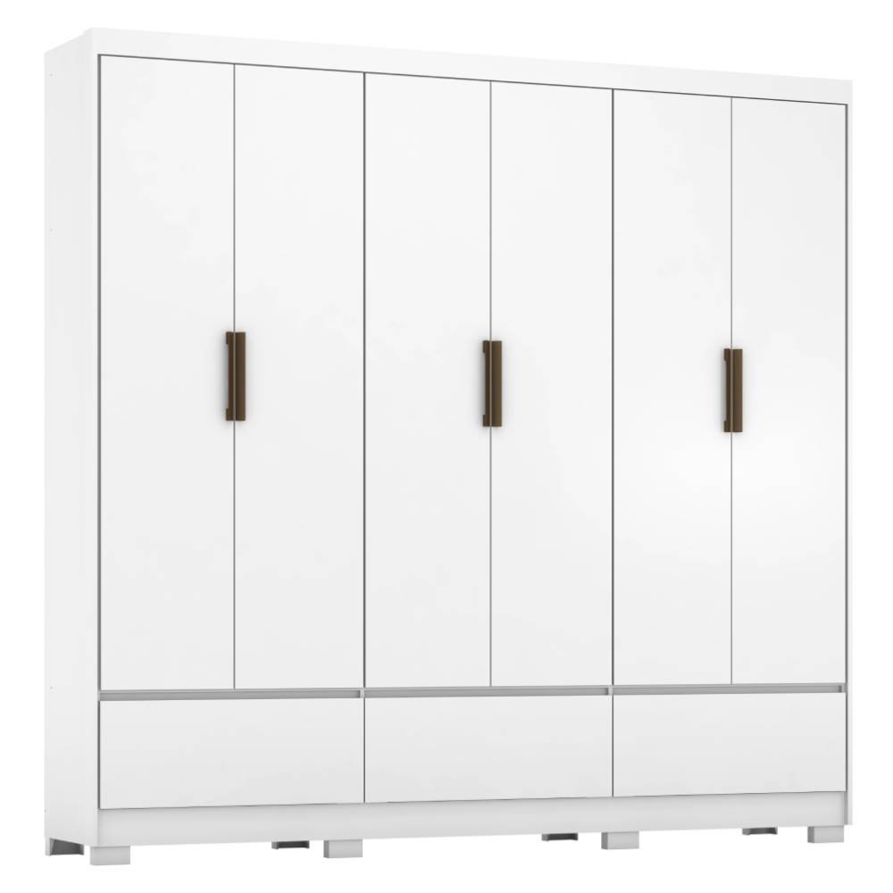 Guarda Roupa Casal Himalaia 6 Portas 3 Gavetas Branco Tana Decor