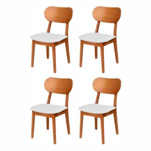 Kit 4 Cadeiras Madeira Maciça, Multilaminada e Estofada Letícia Espresso Móveis