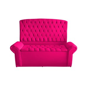 Kit Dubaí Cabeceira de Cama Box Casal e Recamier Baú Solteiro 90 Cm Suede Rosa Pink do Lar Móveis