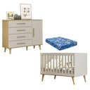 Ver imagem 1 de Berço Americano e Cômoda Infantil Ludmila Off White Bétula com Colchão Ortobom - Carolina Baby