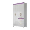 Ver mais imagens de Guarda Roupa 4 Portas Sobral Branco Rosa Lilás Azul Flex 870440 Moval
