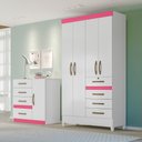 Ver imagem 5 de Guarda Roupa 4 Portas Sobral Branco Rosa Lilás Azul Flex 870440 Moval