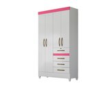 Ver imagem 4 de Guarda Roupa 4 Portas Sobral Branco Rosa Lilás Azul Flex 870440 Moval