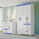 Ver imagem 7 de Guarda Roupa 4 Portas Sobral Branco Rosa Lilás Azul Flex 870440 Moval
