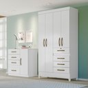 Ver imagem 2 de Guarda Roupa 4 Portas Sobral Branco Rosa Lilás Azul Flex 870440 Moval
