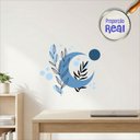 Ver imagem 2 de Adesivo Floral Boho Azul Estilo Nórdico 80x68 Minimalista Mod.05