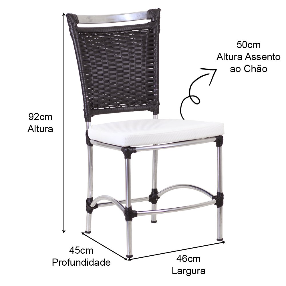 Cadeira em Alumínio e Fibra Sintética JK para Cozinha, Edícula - Tabaco - 3