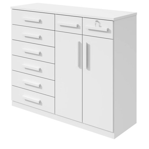 Comoda Toronto 2 Portas 8 Gavetas - Lp - Rei de Casa Branco