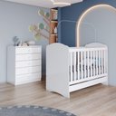 Ver imagem 1 de Quarto de Bebê com Berço Minicama e Cômoda Bala de Menta sem Porta 5 Gavetas MDF-MDP 132,7cm