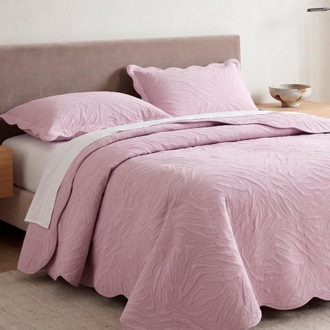 Kit Cobre Leito Colcha Maré Casal 3 Peças 100% Poliéster Percal 300 Fios Matelassê Alto Relevo