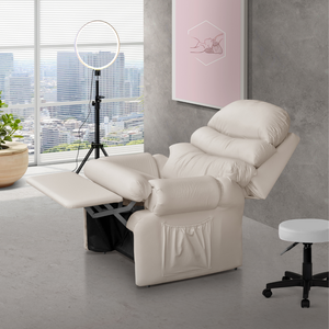 Poltrona Amamentação Reclinavel Courino Corano Acolchoada Sofás Top Bege Conforto