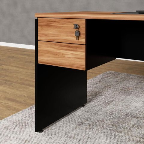 Gaveteiro Organizador 33cm X 42,5cm 2 Gavetas Escritório F5 Cor:nogal com Preto