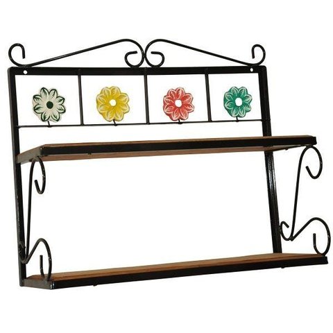 Prateleira 2 Andares de Madeira e Ferro Uai Artesanatos Rustico Artesanal