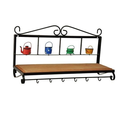 Prateleira de 1 Andar Rustica Uai Artesanatos Artesanal Ferro e Madeira