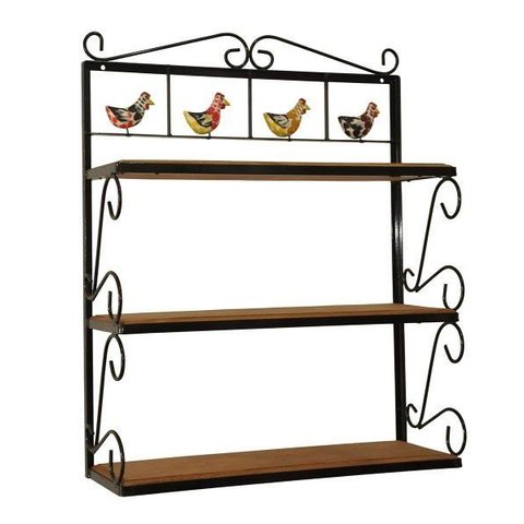 Prateleira de 3 Andares Uai Artesanatos Rustico Ferro e Madeira Artesanal Preto e Marrom