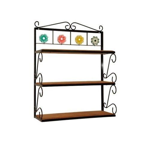 Prateleira 3 Andares de Madeira Rustico Artesanal e Ferro Uai Artesanatos