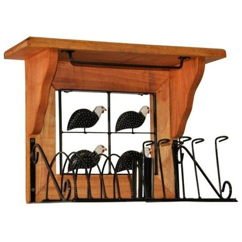 Paneleiro 40cm Uai Artesanatos Rustico Artesanal Ferro e Madeira Preto e Marrom