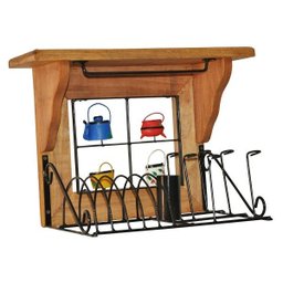 Paneleiro Uai Artesanatos 40cm Rustico Artesanal Ferro e Madeira Preto e Marrom - 4