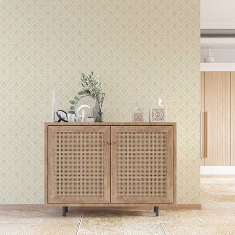 Papel de Parede Arabesco Amarelo Suave Gh Papel de Parede 2,5m
