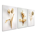 Ver imagem 1 de Quadros Decorativos Florais Dourados Luxo Moderno Sala Hall