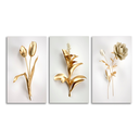 Ver imagem 3 de Quadros Decorativos Florais Dourados Luxo Moderno Sala Hall