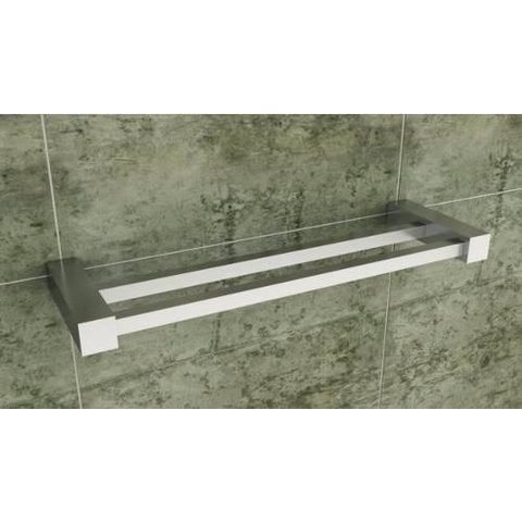 Porta Toalhas de Parede Duplo 45 Cm Quadrado Inox - Ilhéus