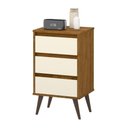 Ver imagem 3 de Mesa de Cabeceira Mundo Retrô Freijo Off White 3 Gavetas MDP EJ Móveis