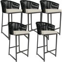 Ver imagem 1 de Kit 05 Banqueta Para Área Gourmet Cozinha Varanda Corda Náutica Sunset D04 Preto - Lyam Decor