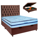 Ver imagem 1 de Cama + Bau Blindado e Colchão Molas Ensacadas Casal - Blue Paropas + Cabeceira
