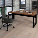 Ver imagem 1 de Mesa Escrivaninha Industrial 1.90m Pés Metal Nogal F5 Office Cor:nogal com Preto