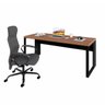Mesa Escrivaninha Industrial 1.90m Pés Metal Nogal F5 Office Cor:nogal com Preto - 3