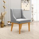Ver imagem 2 de Kit 2 Cadeiras Decorativas Sala de Jantar Base Fixa de Madeira Firenze Suede Cinza/Castanho G19 - Gr