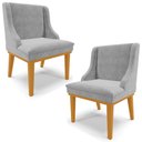 Ver imagem 1 de Kit 2 Cadeiras Decorativas Sala de Jantar Base Fixa de Madeira Firenze Suede Cinza/Castanho G19 - Gr