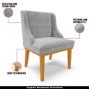 Ver imagem 4 de Kit 2 Cadeiras Decorativas Sala de Jantar Base Fixa de Madeira Firenze Suede Cinza/Castanho G19 - Gr
