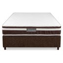 Ver imagem 1 de Cama Box Casal Suede Marrom + Colchão Atenas Molas Ensacadas - Comfort Prime