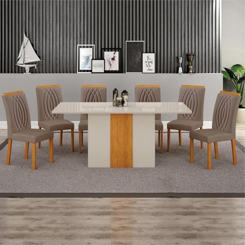 Sala de Jantar 6 Cadeiras 100%mdf 1,60x80 Dhora Arbo Design
