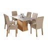 Conjunto Mesa Cimol Sabrine 160x80cm com 6 Cadeiras em Madeira e Tecido Veludo - Nature/nude - 1