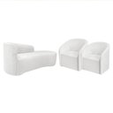 Ver imagem 1 de Kit Sofá Curvo França 160cm Ld. e 2 Poltronas Luiza Max Conforto, Bouclé Branco