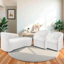 Ver imagem 2 de Kit Sofá Curvo França 160cm Ld. e 2 Poltronas Luiza Max Conforto, Bouclé Branco