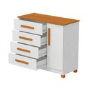 Ver imagem 2 de Gaveteiro Cômoda Grécia 4 Gavetas com Porta e Nichos Organização Roupas para Quarto - Branco/nature