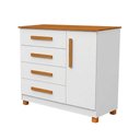 Ver imagem 5 de Gaveteiro Cômoda Grécia 4 Gavetas com Porta e Nichos Organização Roupas para Quarto - Branco/nature