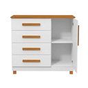 Ver imagem 6 de Gaveteiro Cômoda Grécia 4 Gavetas com Porta e Nichos Organização Roupas para Quarto - Branco/nature