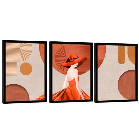 Quadro Decorativo Trio Abstrato e Mulher