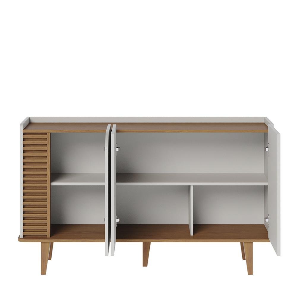 Buffet Aparador Jurerê 3 Portas Off White Matte/freijó - Colibri - 5