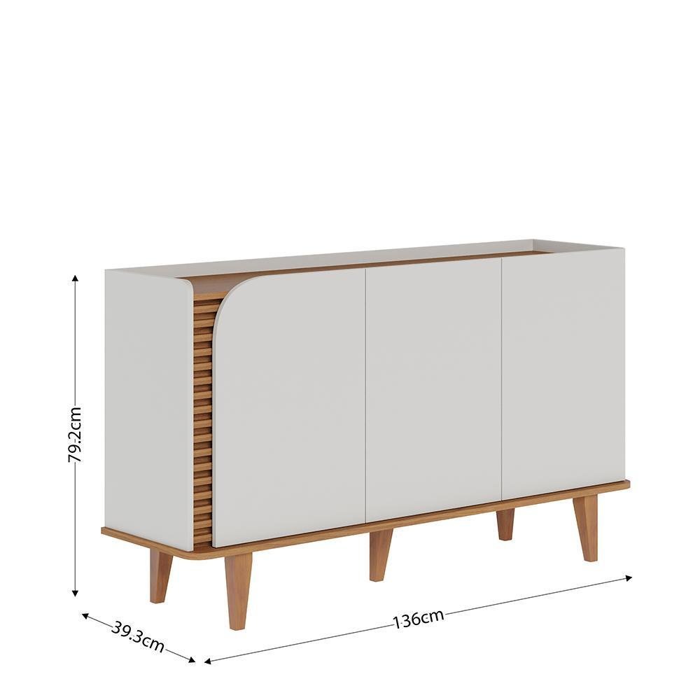 Buffet Aparador Jurerê 3 Portas Off White Matte/freijó - Colibri - 6