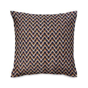 Capa de almofada VivaIN bordado chevron azul, laranja e cru